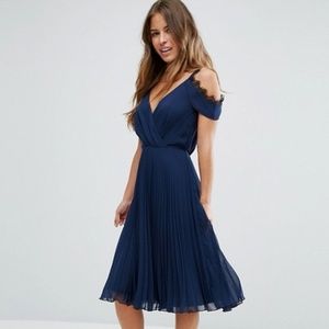 ASOS Petite Lace Trim Midi Skater Dress